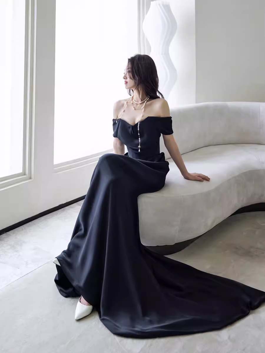 Simple Mermaid Off The Shoulder Black Classy Prom Dress Classy Evening Dress