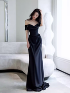 Simple Mermaid Off The Shoulder Black Classy Prom Dress Classy Evening Dress