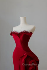 Simple Mermaid Off The Shoulder Neckline Burgundy Sequin Long Party Dress Evening Prom Dress