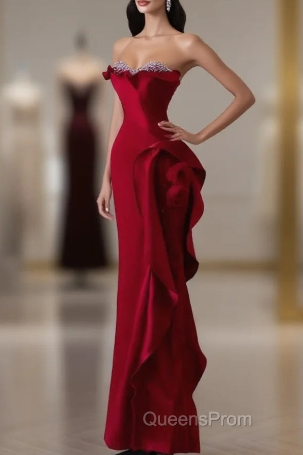 Simple Mermaid Off The Shoulder Neckline Burgundy Sequin Long Party Dress Evening Prom Dress Main image