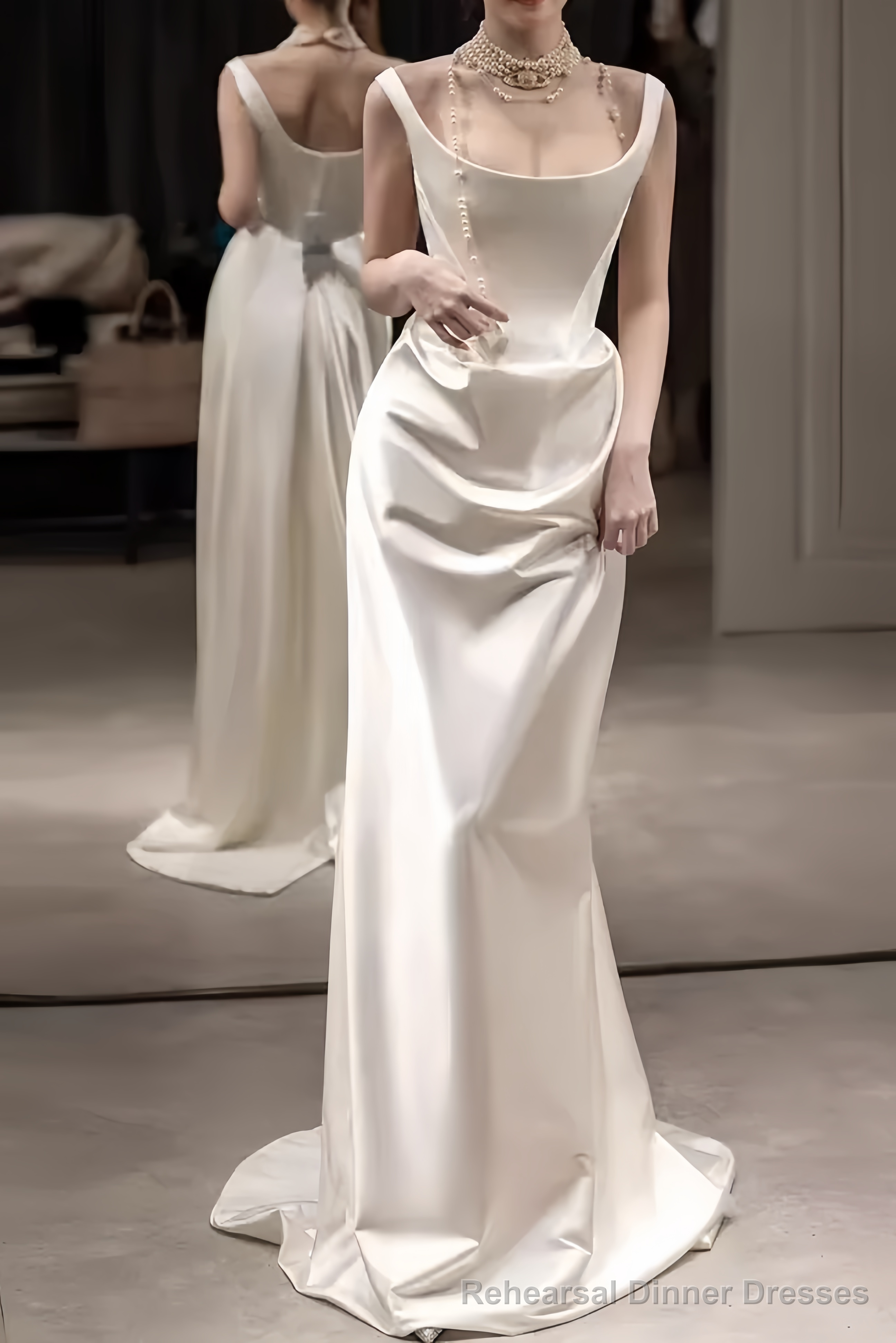 Simple Mermaid Off The Shoulder White Prom Dresses Evening Dress Main image