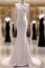 Simple Mermaid Satin White Long Wedding Dress Brides Dress