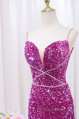 Simple Mermaid Sequin Long Evening Prom Dress, Sequin Long Evening Dress