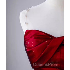 Simple Mermaid Strapless Burgundy Floor Length Evening Prom Dress