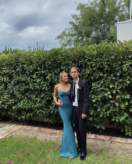 Simple Mermaid Strapless Floor Length Sleeveless Blue Classy Prom Dress Secondary image