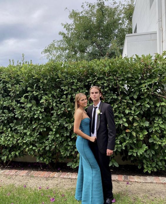 Simple Mermaid Strapless Floor Length Sleeveless Blue Classy Prom Dress