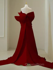 Simple Mermaid Strapless Long Red Evening Prom Dress Evening Dress