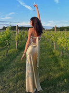 Simple Mermaid Strapless Neckline Long Party Dress Satin Yellow Classy Prom Dress