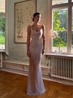 Simple Mermaid Straps Sequin Classy Prom Dress Maxi Dress 22Th Birthday Outfits