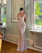 Simple Mermaid Straps Sequin Classy Prom Dress Maxi Dress 22Th Birthday Outfits