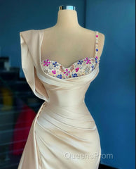 Simple Mermaid Sweetheart Satin Beading Long Evening Prom Dress