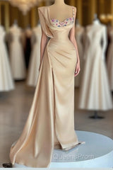 Simple Mermaid Sweetheart Satin Beading Long Evening Prom Dress