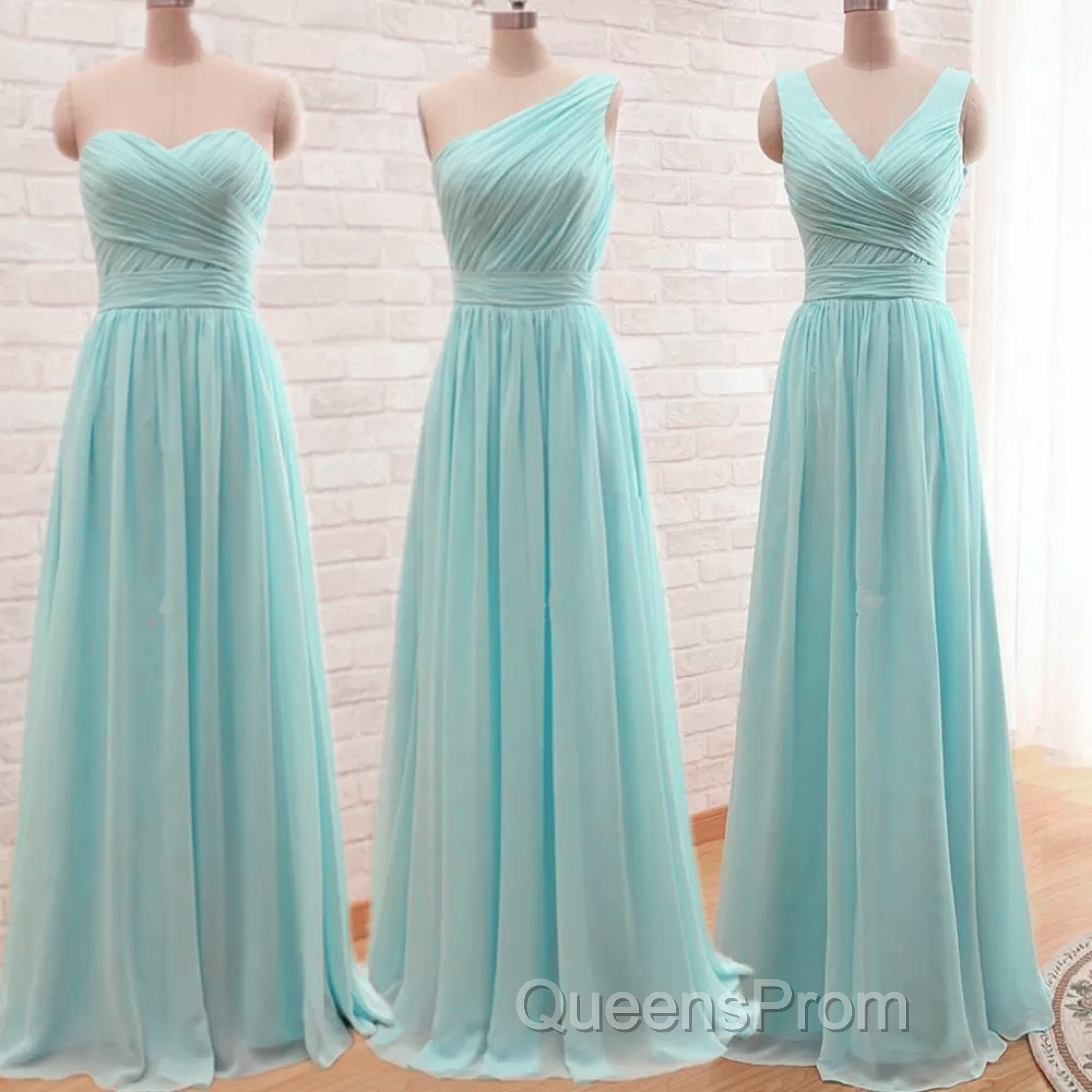 Simple Pleated Chiffon Bridesmaid Dress Mixed Style Secondary image