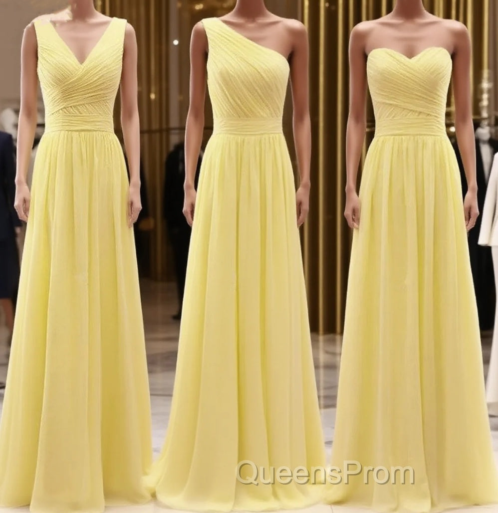 Simple Pleated Chiffon Bridesmaid Dress Mixed Style Main image