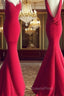 Simple Red Mermaid Long Evening Prom Dress, Red Evening Dress