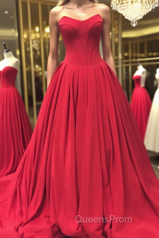 Simple red sweetheart long Evening Prom Dress, red evening Dress Main image