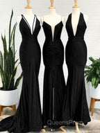 Simple Royal blue v neck mermaid long Evening Prom Dress blue evening Dress