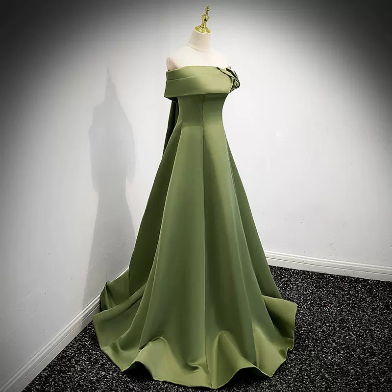 Simple Sage Green Satin Classy Prom Dress Sexy Classy Evening Dress Secondary image