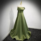 Simple Sage Green Satin Classy Prom Dress Sexy Classy Evening Dress