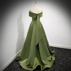 Simple Sage Green Satin Classy Prom Dress Sexy Classy Evening Dress
