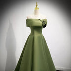 Simple Sage Green Satin Classy Prom Dress Sexy Classy Evening Dress