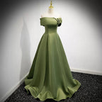 Simple Sage Green Satin Classy Prom Dress Sexy Classy Evening Dress