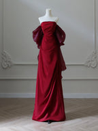 Simple Satin Burgundy Long Classy Prom Dress, Burgundy Long Prom Dress