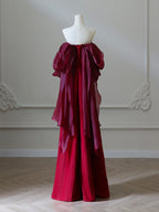 Simple Satin Burgundy Long Classy Prom Dress, Burgundy Long Prom Dress
