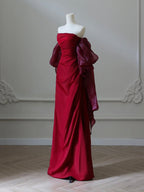 Simple Satin Burgundy Long Classy Prom Dress, Burgundy Long Prom Dress