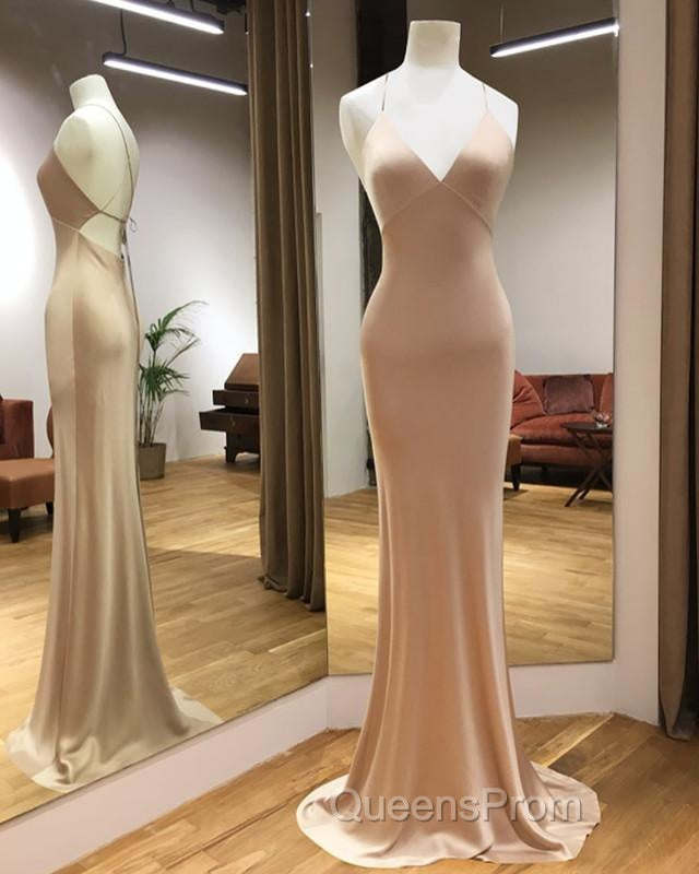 Simple Satin V-Neck Empire Mermaid Evening Prom Dress