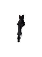 Simple Sheath Spaghetti Straps Black Satin Vacation Beach Dress Long Birthday Dress