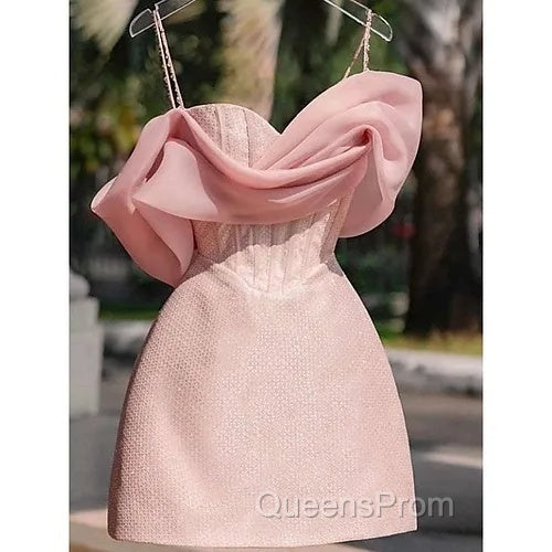 Simple Sheath Straps Pink Homecoming Dress 16Th Birthday Outfits Secondary image