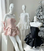 Simple Strapless Sleeveless Satin A-Line Mini Homecoming Dress