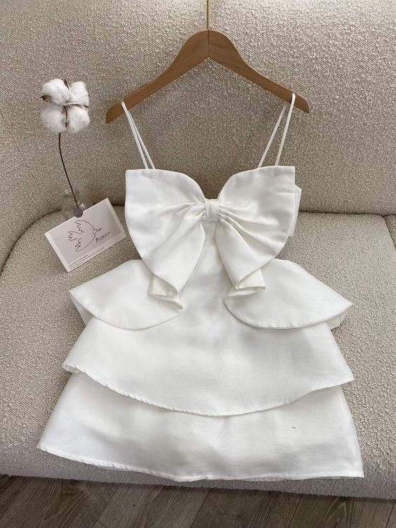 Simple Straps White Birthday Dress Birthday Outfits