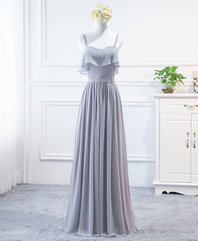 Simple Sweet Neck Chiffon Long Prom Dress, Bridesmaid Dress Main image