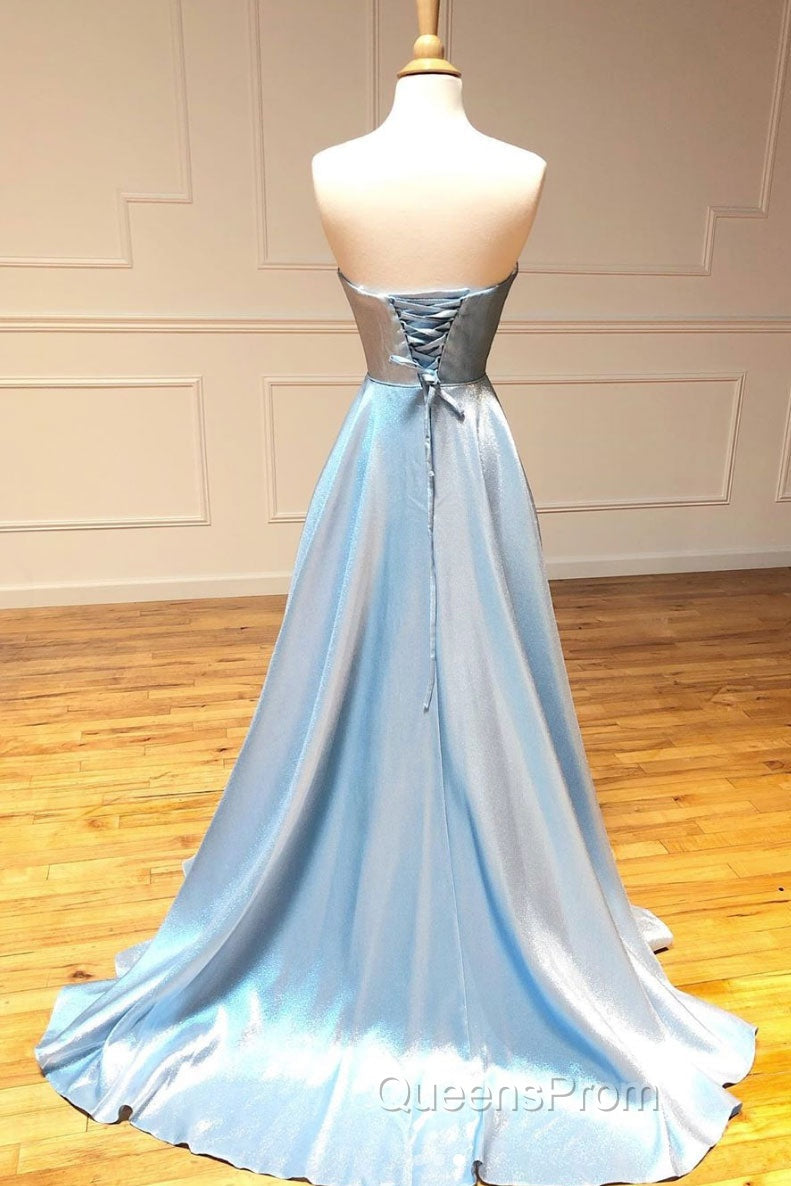 Simple sweetheart blue long Evening Prom Dress blue long evening Dress
