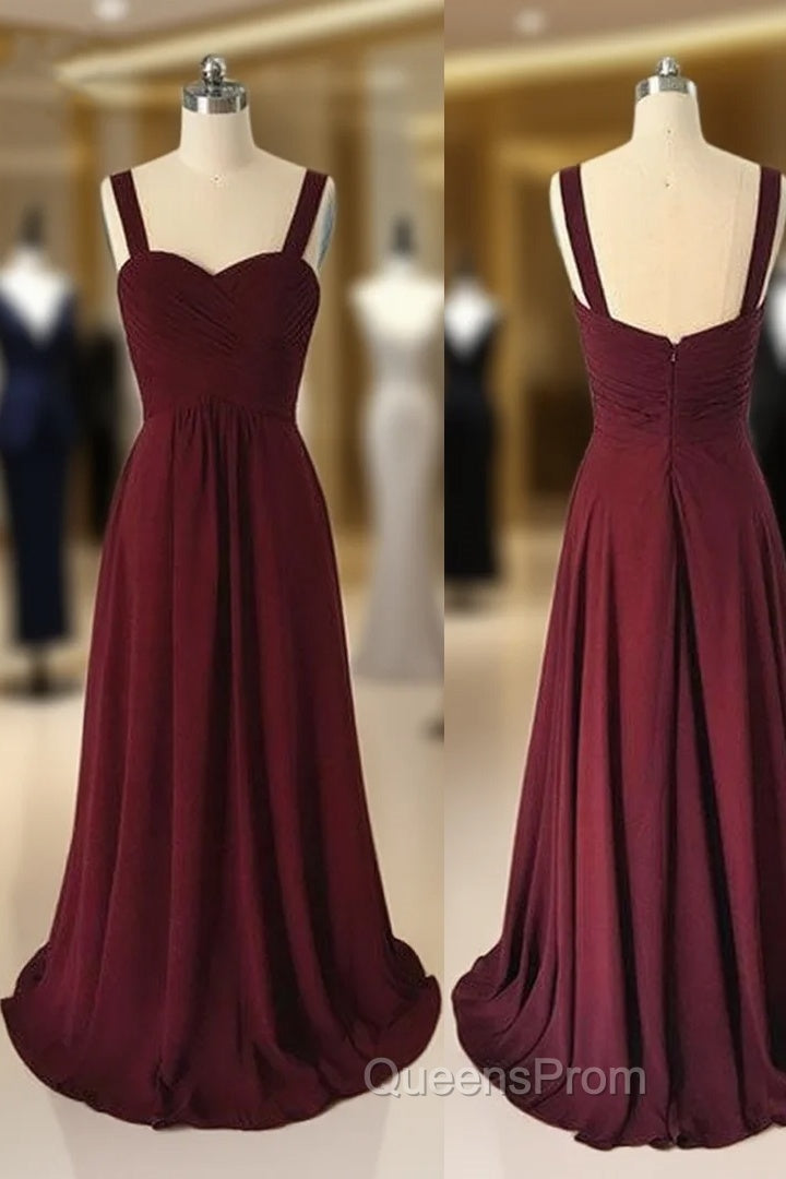 Simple Sweetheart Burgundy Long Evening Prom Dress, Burgundy Evening Dress Main image