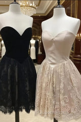 Simple Sweetheart Lace Short Evening Prom Dress, Cute Homecoming Dress