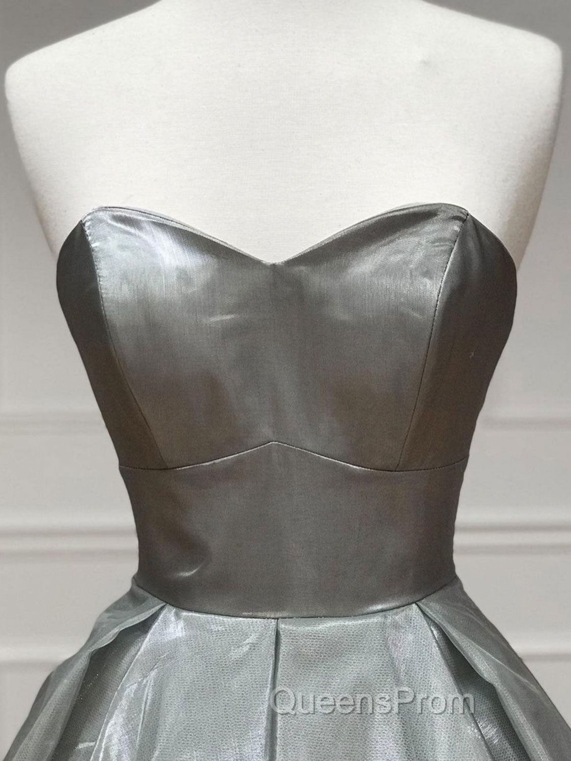Simple sweetheart neck gray satin long Evening Prom Dress gray formal party Dress Secondary image