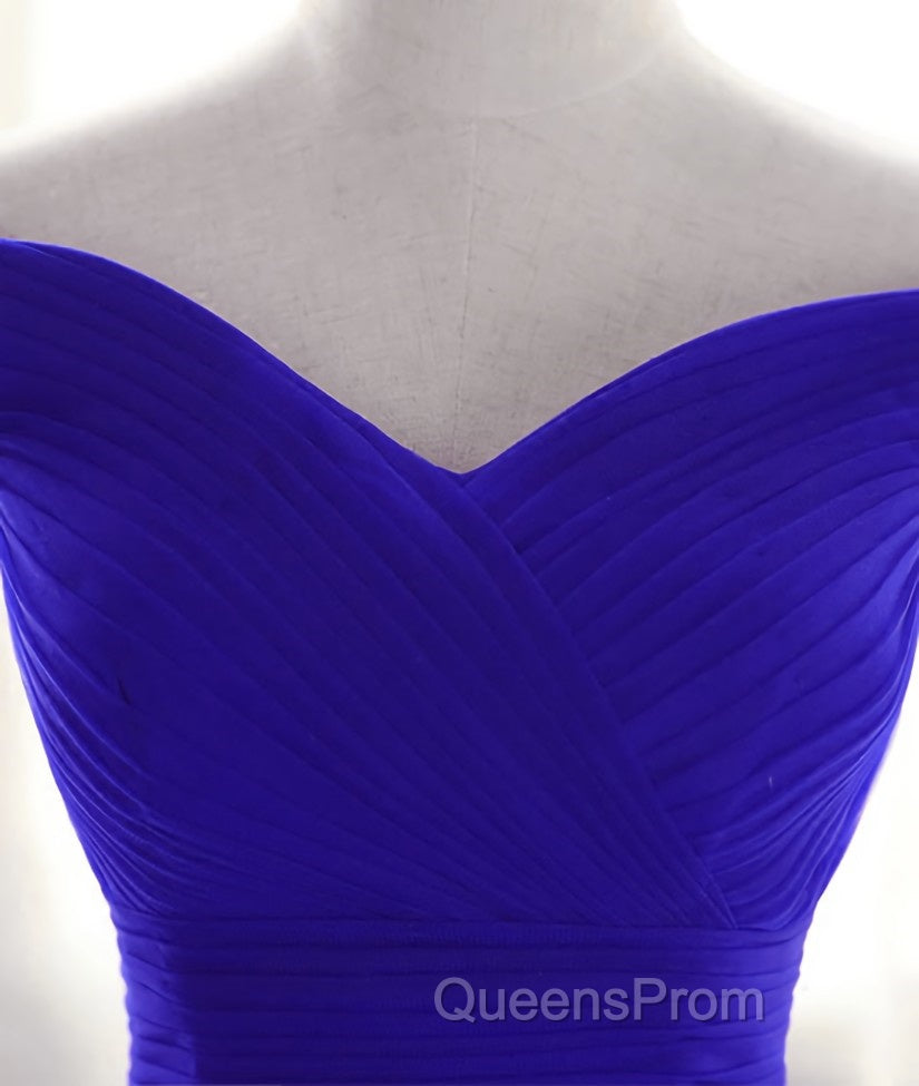 Simple sweetheart tulle blue long Evening Prom Dress, blue evening Dress