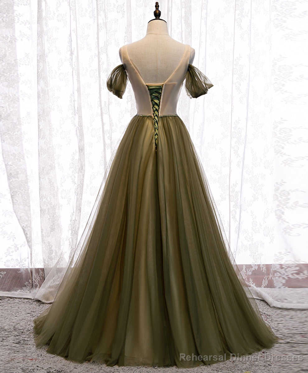 Simple Sweetheart Tulle Off Shoulder Long Prom Dress, Aline Tulle Formal Dress Main image