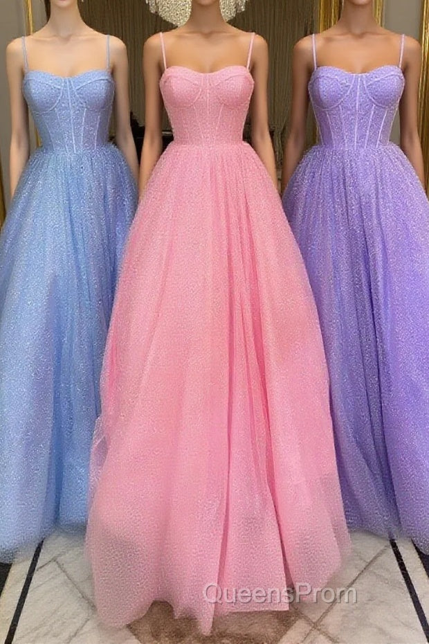 Simple tulle sequin long Evening Prom Dress, tulle formal Dress Main image