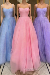 Simple tulle sequin long Evening Prom Dress, tulle formal Dress