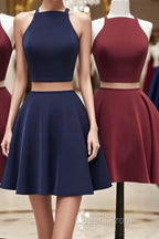 Simple two pieces short Evening Prom Dress, homecoming Dress