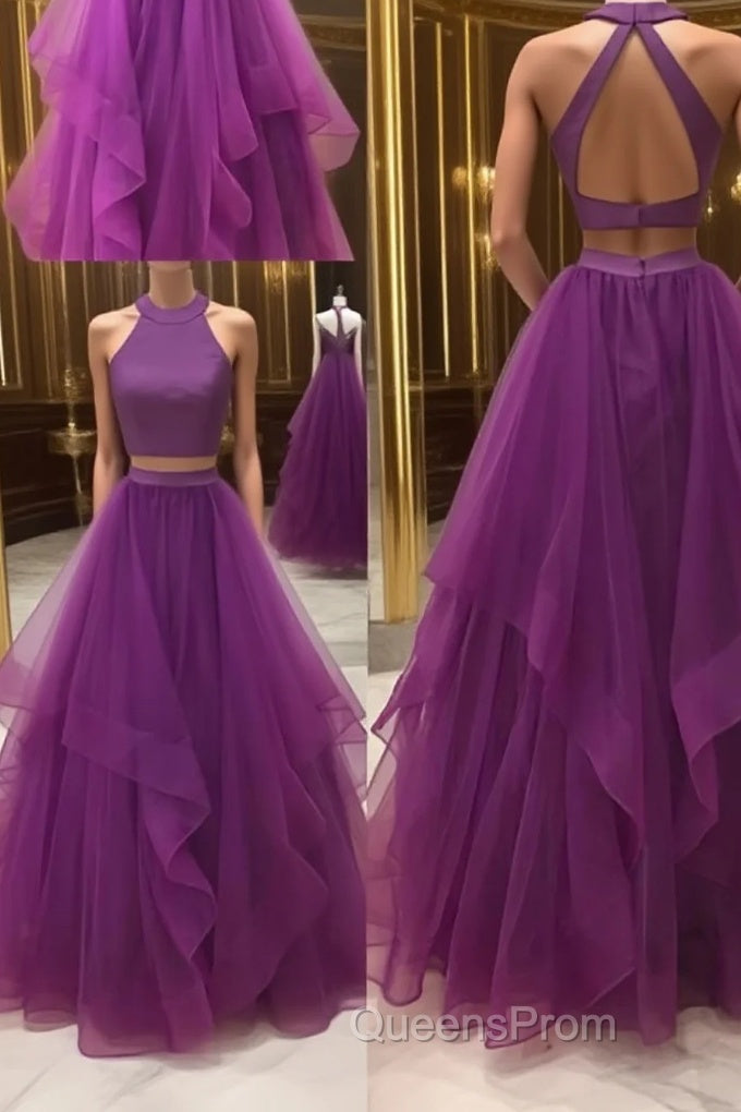 Simple two pieces tulle long Evening Prom Dress, tulle evening Dress Main image