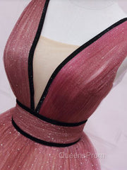 Simple V Neck Burgundy Tulle Long Evening Prom Dress, Tulle Evening Dress