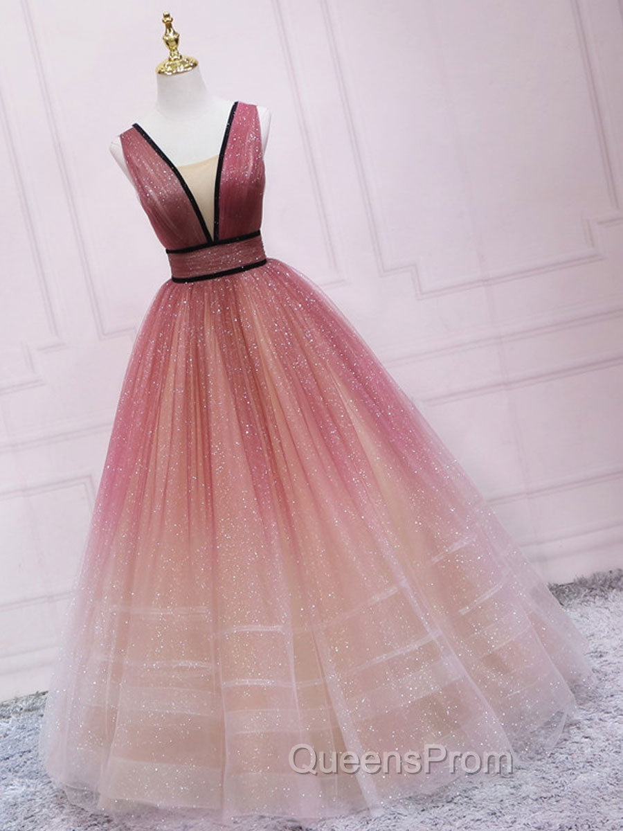 Simple V Neck Burgundy Tulle Long Evening Prom Dress, Tulle Evening Dress