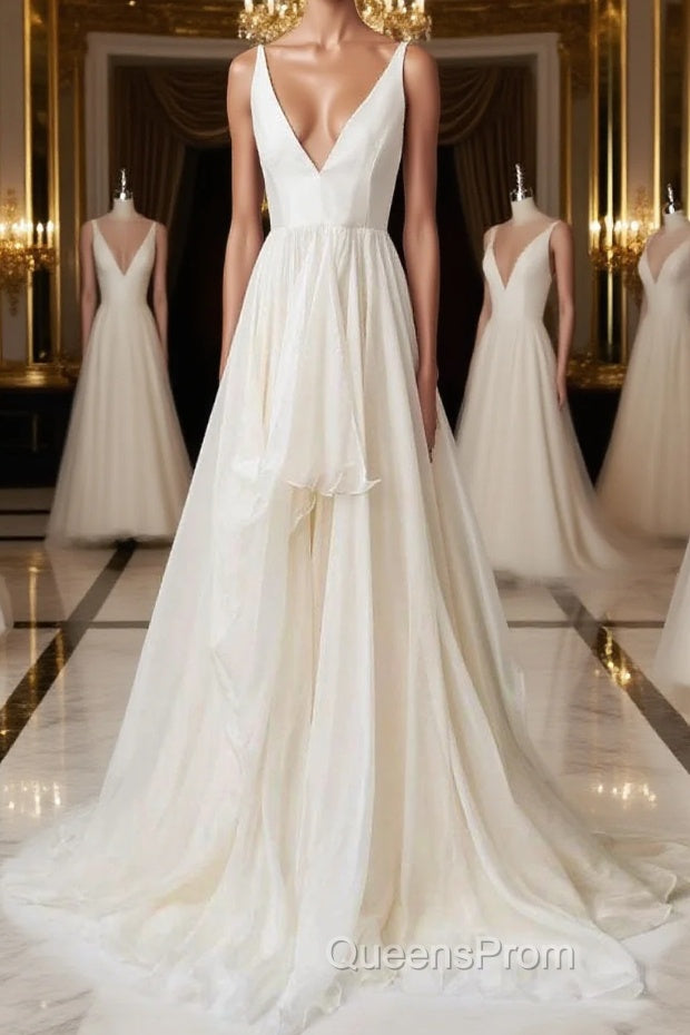 Simple v neck chiffon long Evening Prom Dress, evening Dress Main image