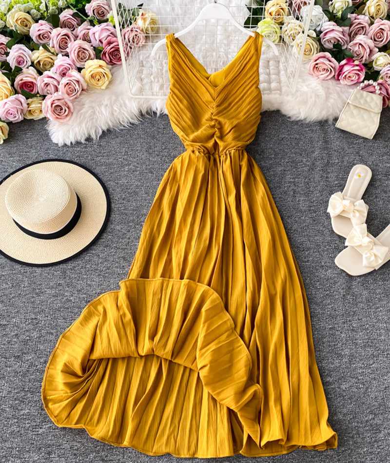Simple V-Neck Dress Sleeveless Dress