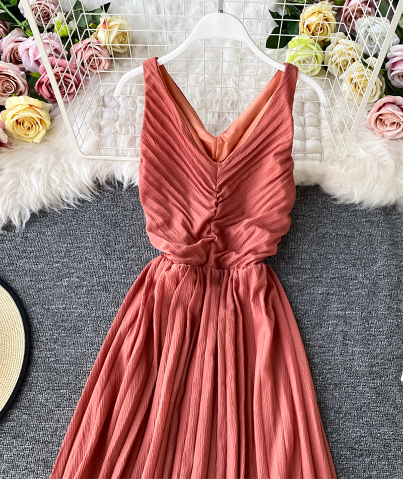 Simple V-Neck Dress Sleeveless Dress